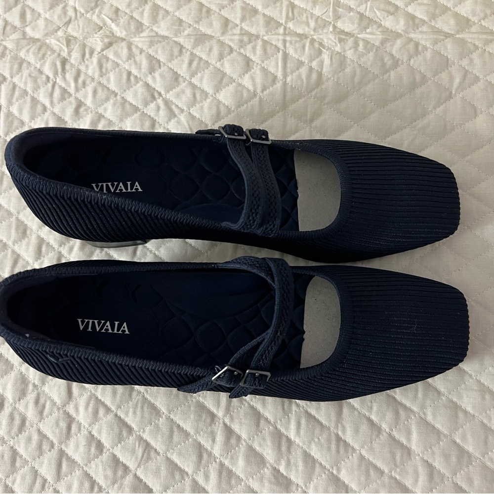 VIVAIA Melody Pro Square Toe Mary Jane Heels Dark Navy Elegant Stylish Comfort - Picture 4 of 13